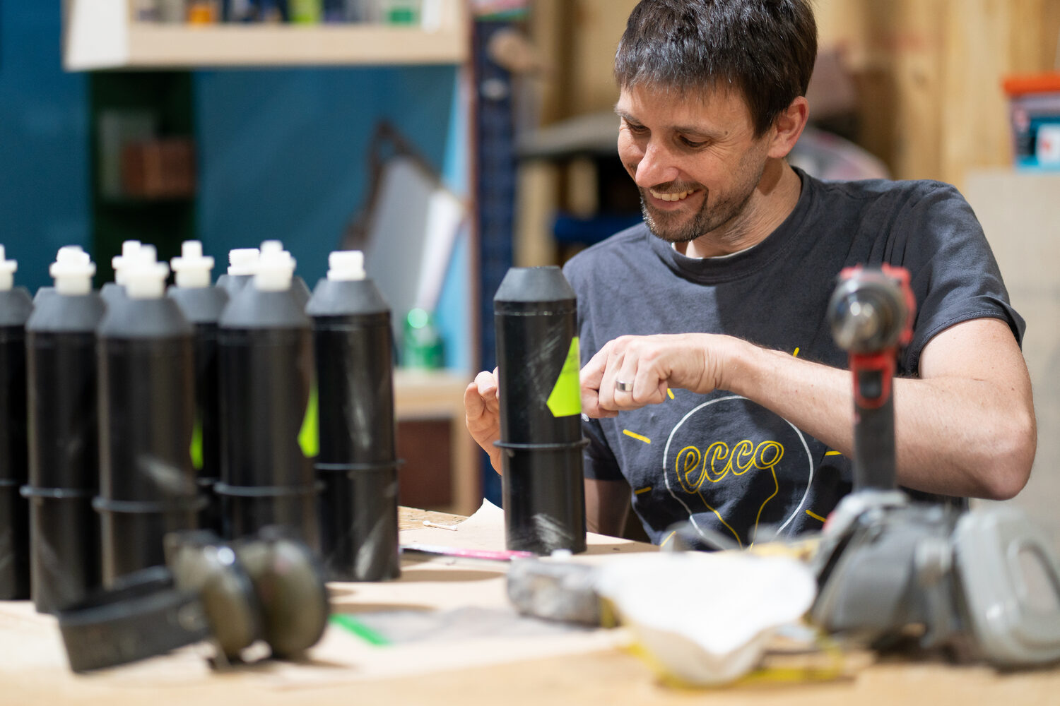Maker detailing custom prop bottles